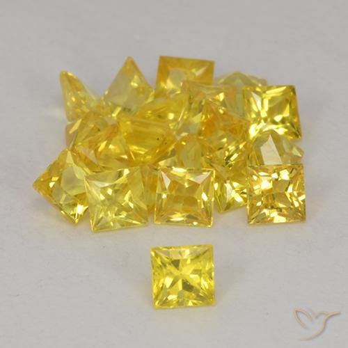 Real Yellow Sapphire Stone Lot Total 20 Carat 5 Pcs Square Loose Stone September 