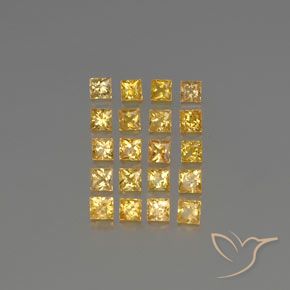 ゴールド サファイア 宝石 - 0.1ct プリンセスカット (ID: 354546)