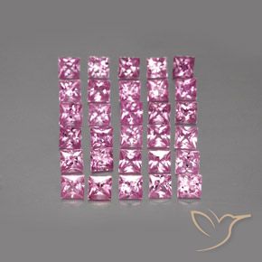 5.00 ctw Pink Sapphire Gemstones, Sapphire Gems in Princess-Cut Shape for Sale.