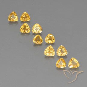 3.73 ctw Golden Sapphire Gemstones, Sapphire Gems in Trillion Facet Shape for Sale.