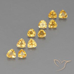 3.73 ctw Golden Sapphire Stones, Natural Sapphire in Trillion Facet Shape for Sale