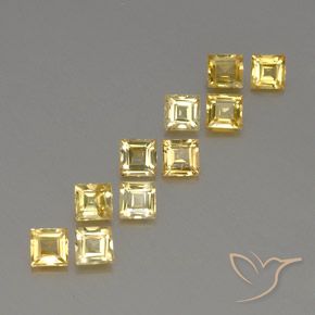 3.50 ctw Golden Sapphire Stones, Natural Sapphire in Square Facet Shape for Sale