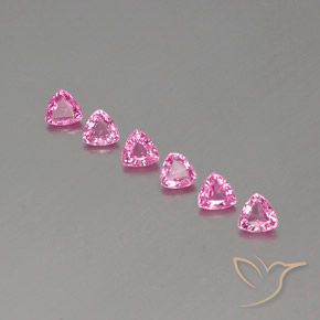 1.46 ct Loose Pink Sapphire, 3.9 x 3.8 mm Trillion Cut From Madagascar, Photo A