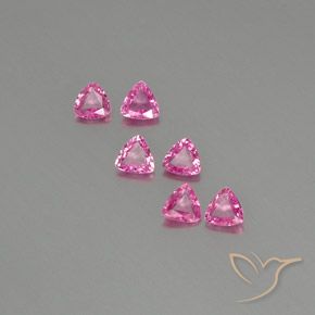 1.44 ct Loose Pink Sapphire, 4.1 x 4 mm Trillion Cut From Madagascar, Photo A