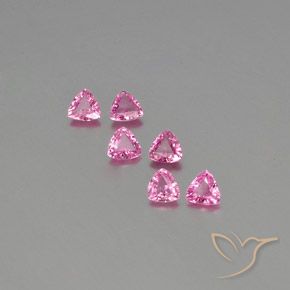 1.32 ct Loose Pink Sapphire, 3.9 x 3.8 mm Trillion Cut From Madagascar, Photo A
