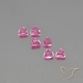 1.36 ct Loose Pink Sapphire, 4.1 x 4 mm Trillion Cut From Madagascar, Photo A