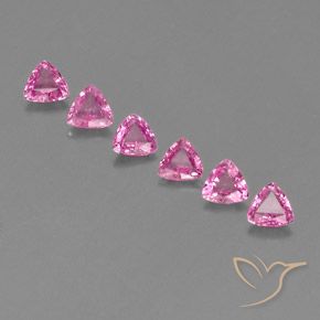 1.49 ct Loose Pink Sapphire, 4 x 3.9 mm Trillion Cut From Madagascar, Photo A