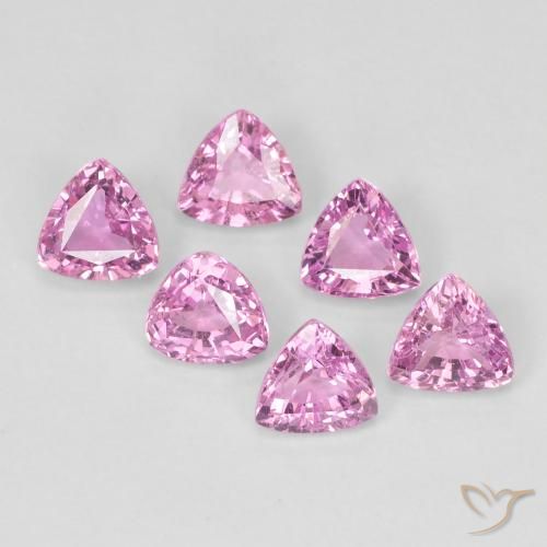 1.79 ct Loose Pink Sapphire, 4.1 x 4 mm Trillion Cut From Madagascar, Photo A