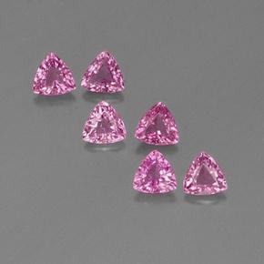 Lote de 6 piezas de Zafiro Rosa oscuro Trillón de Madagascar - Peso 1,7 ct en total / promedio. 0,28 ct cada uno, Tamaño 4,1 x 4mm, Color: Rosa oscuro, Dureza Mohs 9 Adecuado para joyas de uso diario, Piedra de la sabiduría, Photo A