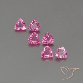 1.74 ct Loose Pink Sapphire, 4.1 x 4 mm Trillion Cut From Madagascar, Photo A