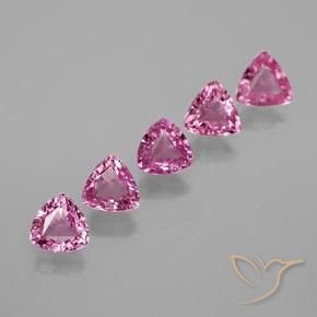 1.38 ct Loose Pink Sapphire, 4.2 x 4.1 mm Trillion Cut From Tanzania, Photo A