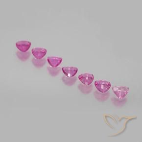Sapphire Gemstones in 3.9 x 3.8 mm Size for Sale, Sapphire Stones in Intense Pink Color