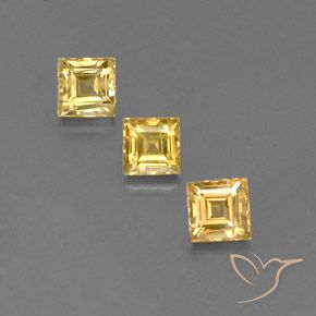 1.75 ctw Golden Sapphire Gemstones, Sapphire Gems in Square Facet Shape for Sale.
