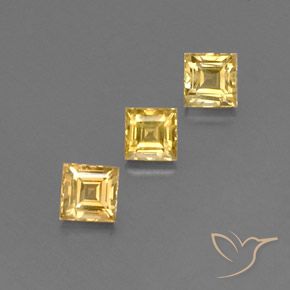 1.75 ctw Golden Sapphire Stones, Natural Sapphire in Square Facet Shape for Sale