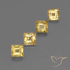 2.24 ctw Golden Sapphire Stones, Natural Sapphire in Square Facet Shape for Sale