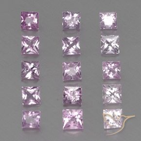 1.91 ctw Pink Sapphire Stones, Natural Sapphire in Princess-Cut Shape for Sale