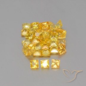 3.35 ctw Golden Sapphire Gemstones, Sapphire Gems in Princess-Cut Shape for Sale.