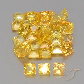 3.35 ctw Golden Sapphire Stones, Natural Sapphire in Princess-Cut Shape for Sale