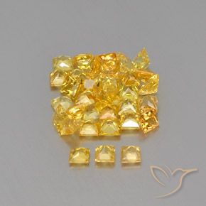 Sapphire Gemstones in 2.5 x 2.5 mm Size for Sale, Sapphire Stones in Golden Color