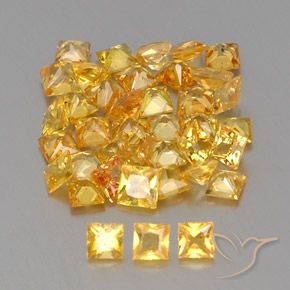 4.73 ctw Golden Sapphire Stones, Natural Sapphire in Princess-Cut Shape for Sale