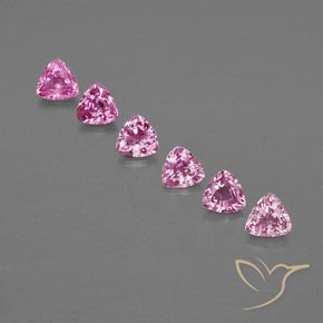 1.53 ct Loose Pink Sapphire, 4.1 x 4 mm Trillion Cut From Madagascar, Photo A