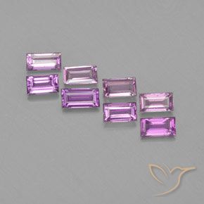 Medium Pinkish Purple Sapphire Gem - 0.1ct Baguette Facet (ID: 367284)