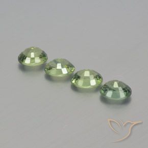 Sapphire Gemstones in 4.8 x 3.9 mm Size for Sale, Sapphire Stones in Very Light Sage Green Color