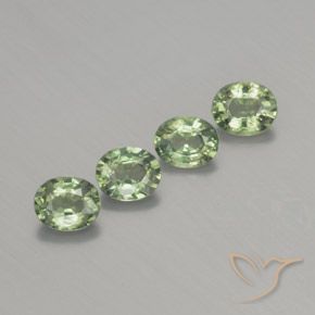 1.76 ctw Green Sapphire Stones, Natural Sapphire in Oval Facet Shape for Sale