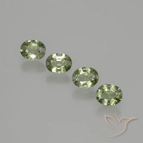 1.53 ctw Green Sapphire Stones, Natural Sapphire in Oval Facet Shape for Sale