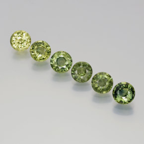 Verde amarillo Zafiro Gema - 0.7ct Faceta Redonda (ID: 371306)