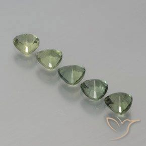 Sapphire Gemstones in 4.4 x 4.3 mm Size for Sale, Sapphire Stones in Light Sage Green Color
