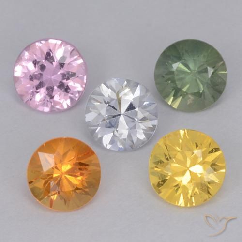 1.66 ctw Multicolor Sapphire Stones, Natural Sapphire in Diamond-Cut Shape for Sale