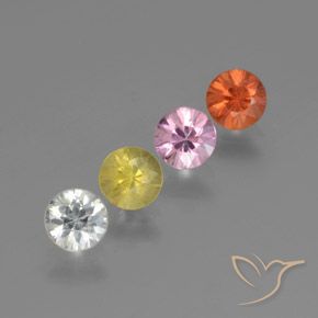 1.54 ctw Multicolor Sapphire Stones, Natural Sapphire in Diamond-Cut Shape for Sale