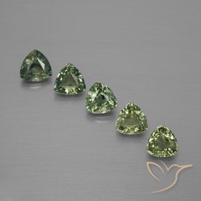 1.67 ctw Green Sapphire Stones, Natural Sapphire in Trillion Facet Shape for Sale