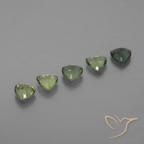 Sapphire Gemstones in 4.4 x 4.3 mm Size for Sale, Sapphire Stones in Light Forest Green Color