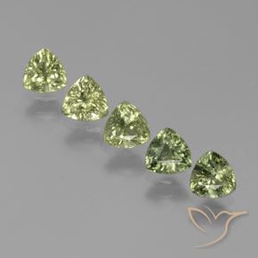 1.84 ctw Green Sapphire Gemstones, Sapphire Gems in Trillion Facet Shape for Sale.