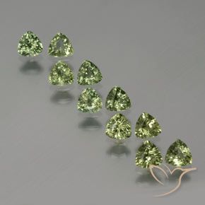 2.14 ctw Green Sapphire Gemstones, Sapphire Gems in Trillion Facet Shape for Sale.