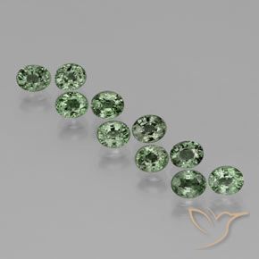 6.27 ctw Green Sapphire Gemstones, Sapphire Gems in Oval Facet Shape for Sale.