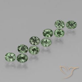 6.27 ctw Green Sapphire Stones, Natural Sapphire in Oval Facet Shape for Sale