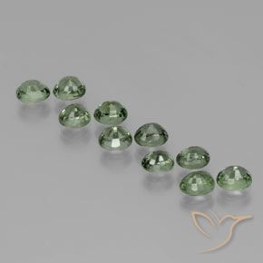 Sapphire Gemstones in 5.2 x 4.3 mm Size for Sale, Sapphire Stones in Medium-Dark Green Color