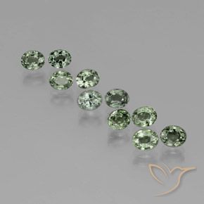 6.44 ctw Green Sapphire Gemstones, Sapphire Gems in Oval Facet Shape for Sale.