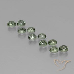 Sapphire Gemstones in 5.1 x 4.2 mm Size for Sale, Sapphire Stones in Light Forest Green Color