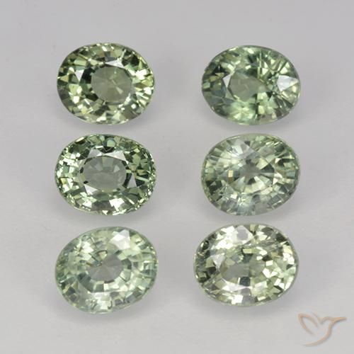 4.06 ctw Green Sapphire Stones, Natural Sapphire in Oval Facet Shape for Sale