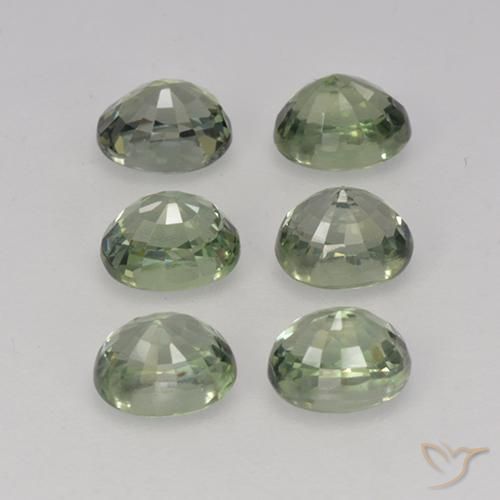 Sapphire Gemstones in 5.1 x 4.2 mm Size for Sale, Sapphire Stones in Medium Light Green Color