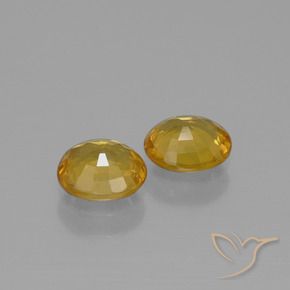 Sapphire Gemstones in 6 x 5 mm Size for Sale, Sapphire Stones in Medium-Dark Golden Color