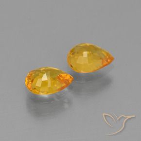 Sapphire Gemstones in 6 x 4.9 mm Size for Sale, Sapphire Stones in Deep Orange-Gold Color