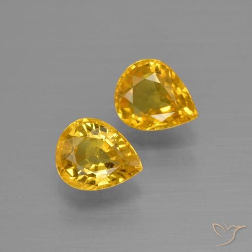 1.45 ct Loose Yellow Sapphire, 6.1 x 4.9 mm Pear Cut From Tanzania, Photo A