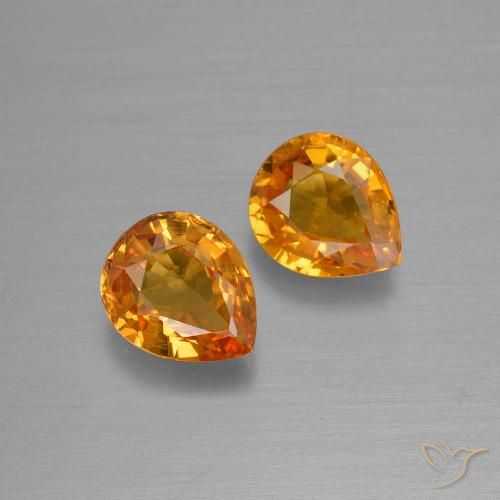 1.4 ct Orange Sapphire, 6.2 x 5.2 mm Pear Cut From Tanzania, Photo A