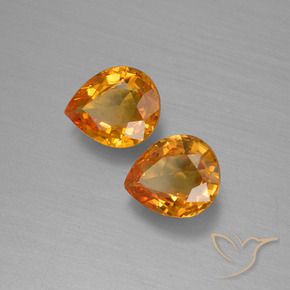 1.40 ctw Orange Sapphire Stones, Natural Sapphire in Pear Facet Shape for Sale