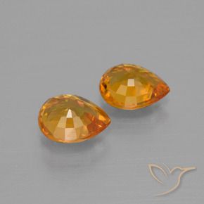 Sapphire Gemstones in 6.2 x 5.2 mm Size for Sale, Sapphire Stones in Apricot Orange Color